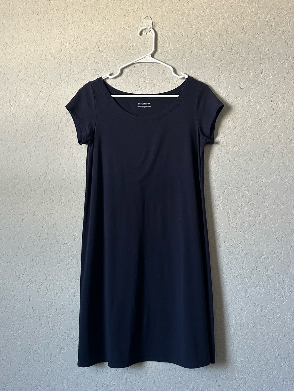 Eileen Fisher For Garnet Hill Navy Ballet Neck A-Line Dress